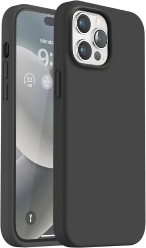 Apple iPhone 15 Pro (6.1) Kılıf İnce Mat Esnek Silikon - Siyah