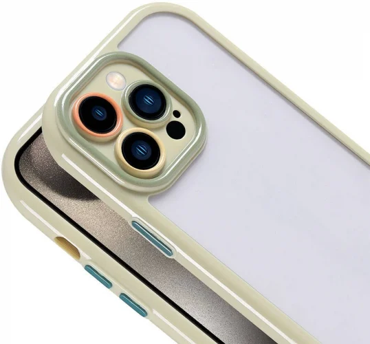 Apple iPhone 15 Pro (6.1) Kılıf Kamera Korumalı Renkli Kenar ve Çerçeve Tasarımlı Vitamin Kapak - Siyah