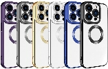 Apple iPhone 15 Pro (6.1) Kılıf Kamera Lens Korumalı Şeffaf Renkli Logo Gösteren Parlak Kapak - Gold