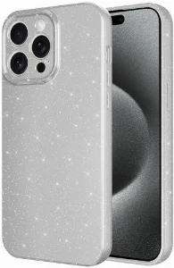 Apple iPhone 15 Pro (6.1) Kılıf Kamera Korumalı Simli Lüks Zore Koton Kapak - Gümüş