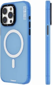 Apple iPhone 15 Pro (6.1) Kılıf Magsafe Şarj Özellikli Youngkit Colored Sand Serisi Kapak - Mavi
