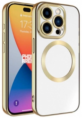 Apple iPhone 15 Pro (6.1) Kılıf Magsafe Wireless Şarj Özellikli Zore Setro Silikon - Gold