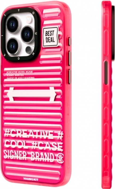 Apple iPhone 15 Pro (6.1)  Kılıf YoungKit Luggage FireFly Serisi Kapak - Pembe