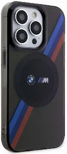 Apple iPhone 15 Pro (6.1) Kılıf BMW Magsafe Şarj Özellikli Transparan Tricolor Stripes Orjinal Lisanslı Kapak - Gri