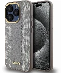 Apple iPhone 15 Pro (6.1) Kılıf DKNY Orjinal Lisanslı Magsafe Şarj Özellikli 3D Yazılı Checkered Pattern Kapak - Krem