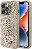 Apple iPhone 15 Pro Kılıf Guess Orjinal Lisanslı 4G Büyük Metal Logolu Glitter Kapak - Gold