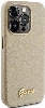 Apple iPhone 15 Pro Kılıf Guess Orjinal Lisanslı Yazı Logolu Glitter Glossy Script Kapak - Gold