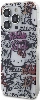 Apple iPhone 15 Pro (6.1) Kılıf Hello Kitty Orjinal Lisanslı İkonik Logolu Etiket Graffiti Kapak - Beyaz