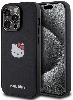 Apple iPhone 15 Pro (6.1) Kılıf Hello Kitty Orjinal Lisanslı Magsafe Şarj Özellikli Kitty Head Deri Kapak - Siyah