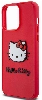 Apple iPhone 15 Pro (6.1) Kılıf Hello Kitty Orjinal Lisanslı Yazı ve İkonik Logolu 3D Rubber Kitty Head Kapak - Kırmızı