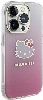 Apple iPhone 15 Pro (6.1) Kılıf Hello Kitty Orjinal Lisanslı Yazı ve İkonik Logolu Elektroplating Kaplama Gradyan Kapak - Pembe