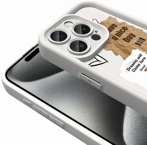 Apple iPhone 15 Pro (6.1) Kılıf Kamera Korumalı Baskılı Arka Yüzey Klas Kapak - Siyah