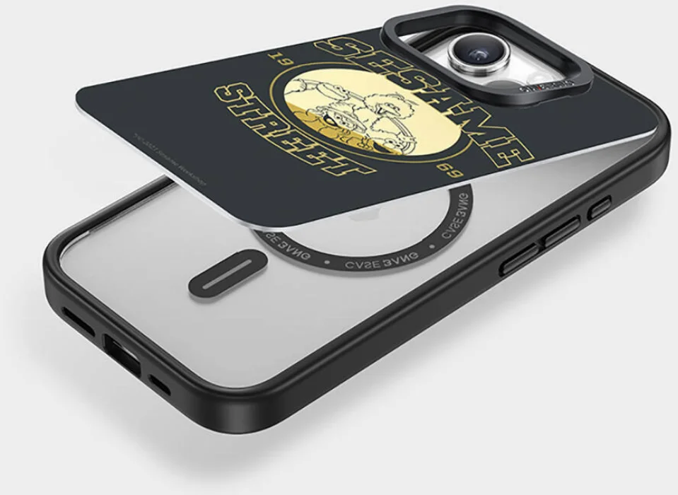 Apple iPhone 15 Pro (6.1) Kılıf Magsafe Şarj Özellikli Ayrılabilir Arka Panel Sesame Street Protective Case Kapak - Siyah