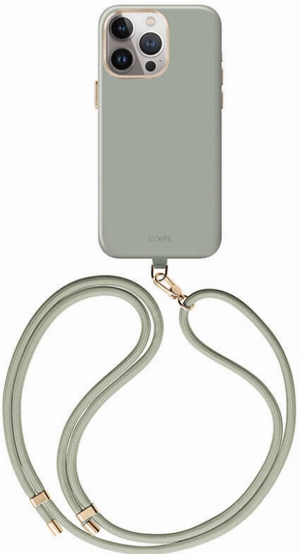 Apple iPhone 15 Pro (6.1) Kılıf Magsafe Şarj Özellikli Soft Pürüzsüz Yüzey Askı İpli Coehl Creme Kapak - Yeşil