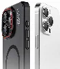 Apple iPhone 15 Pro (6.1) Kılıf Magsafe Şarj Özellikli Standlı Metal Kamera Çerçeveli Mat Recci Glaze Serisi Kapak - Beyaz