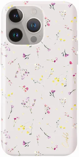 Apple iPhone 15 Pro (6.1) Kılıf Mini Çayır Çiçekleri Desenli Coehl Prairie Kapak - Pembe Açık
