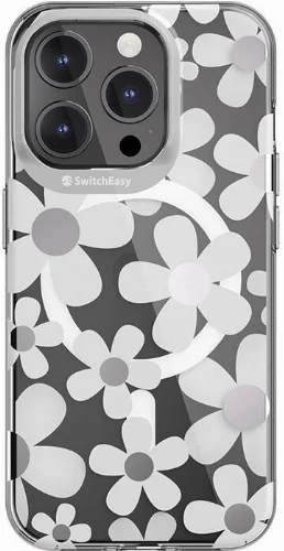 Apple iPhone 15 Pro Magsafe Şarj Özellikli Çift IMD Baskılı Switcheasy Artist-M Fleur Kapak - Gri