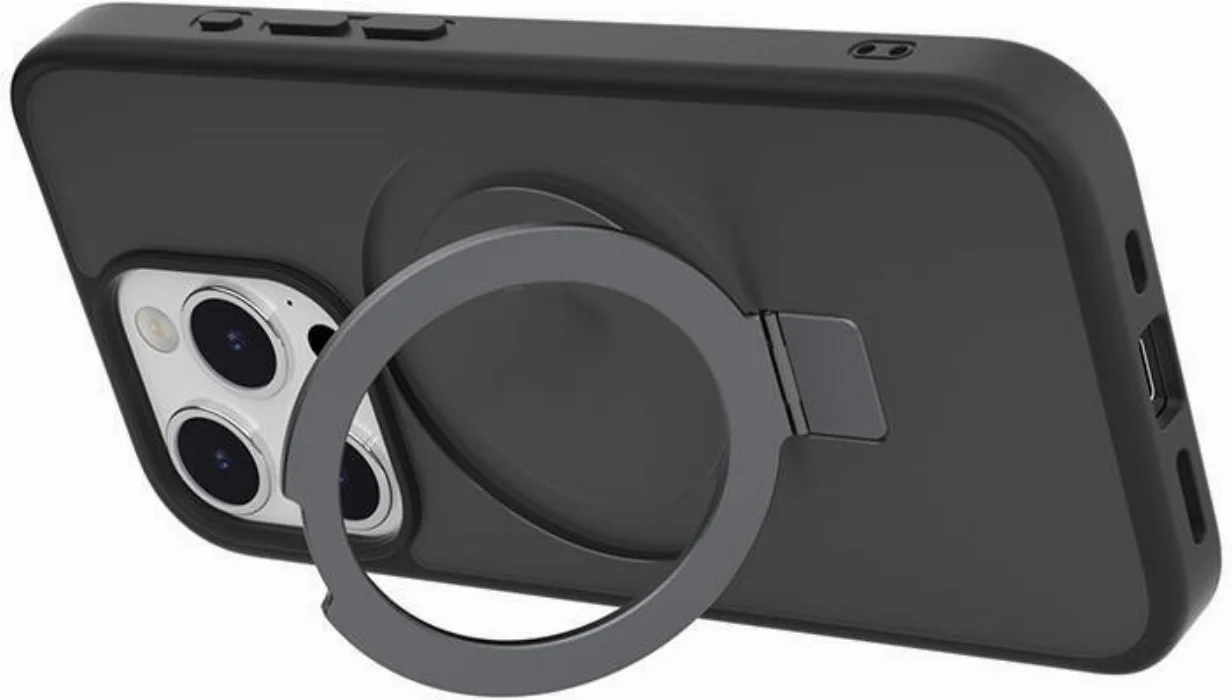 Apple iPhone 15 Pro Magsafe Şarj Özellikli Yüzük Standlı Switcheasy Magstand-M Kapak - Siyah