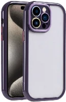 Apple iPhone 15 Pro Max (6.7) Kılıf Kamera Korumalı Renkli Kenar ve Çerçeve Tasarımlı Vitamin Kapak - Koyu Mor