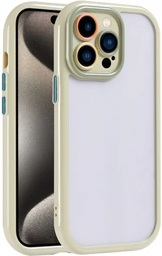 Apple iPhone 15 Pro Max (6.7) Kılıf Kamera Korumalı Renkli Kenar ve Çerçeve Tasarımlı Vitamin Kapak - Mürdüm