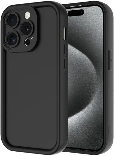 Apple iPhone 15 Pro Max (6.7) Kılıf Kamera Korumalı Silikon Ananas Kapak - Siyah