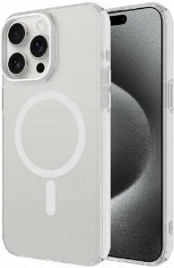 Apple iPhone 15 Pro Max (6.7) Kılıf Magsafe Şarj Özellikli Buzlu Transparan C-Pro Sert Kapak - Şeffaf