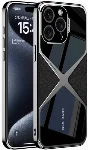 Apple iPhone 15 Pro Max (6.7) Kılıf Ultra İnce Kamera Korumalı PC + Deri Arka Yüzey X-Pro Kapak  - Siyah