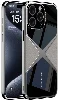 Apple iPhone 15 Pro Max (6.7) Kılıf Ultra İnce Kamera Korumalı PC + Deri Arka Yüzey X-Pro Kapak  - Titanyum-Gri