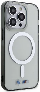 Apple iPhone 15 Pro Max (6.7) Kılıf BMW Magsafe Şarj Özellikli Transparan Silver Ring Orjinal Lisanslı Kapak - Şeffaf