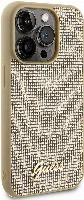 Apple iPhone 15 Pro Max Kılıf Guess Orjinal Lisanslı Yazı Logolu Disco Script Metal Kapak - Gold