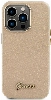 Apple iPhone 15 Pro Max Kılıf Guess Orjinal Lisanslı Yazı Logolu Glitter Glossy Script Kapak - Gold