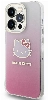 Apple iPhone 15 Pro Max (6.7) Kılıf Hello Kitty Orjinal Lisanslı Yazı ve İkonik Logolu Elektroplating Kaplama Gradyan Kapak - Mor