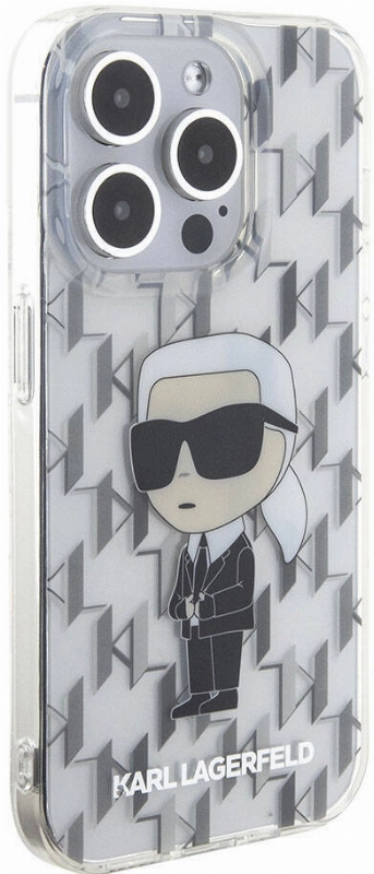 Apple iPhone 15 Pro Max (6.7) Kılıf Karl Lagerfeld IML İkonik Monogram Orjinal Lisanslı Kapak - Şeffaf