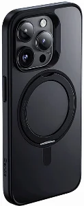 Apple iPhone 15 Pro Max (6.7) Kılıf Magsafe Şarj Özellikli 360° Dönebilen Benks Pop Stand Kapak - Siyah