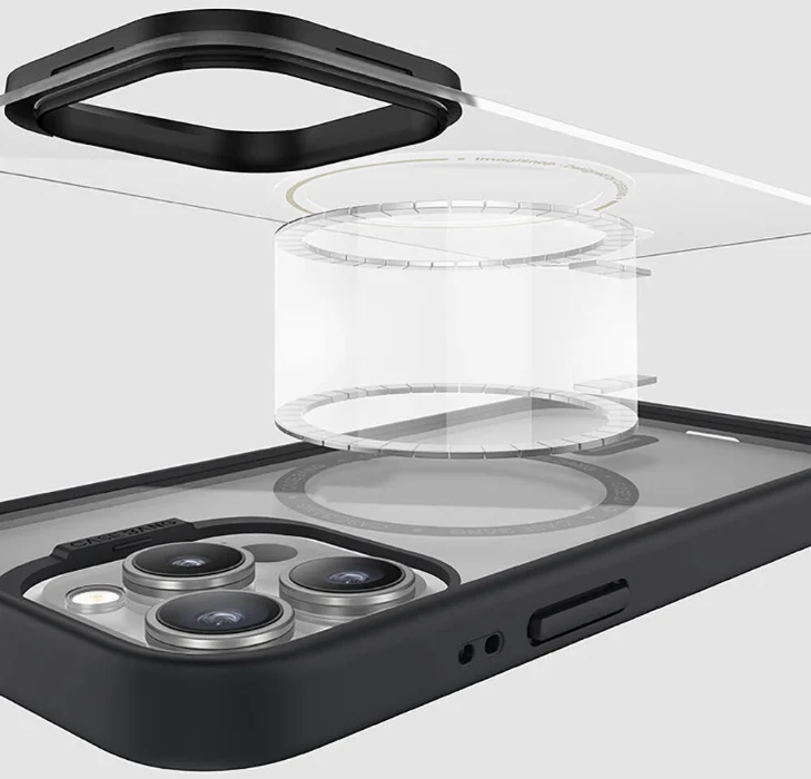Apple iPhone 15 Pro Max (6.7) Kılıf Magsafe Şarj Özellikli Casebang Body Frame Kapak - Siyah