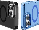 Apple iPhone 15 Pro Max (6.7) Kılıf Magsafe Şarj Özellikli Saydam Arka Yüzey Recci Crystal Color Serisi Kapak - Mavi
