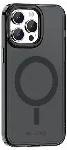 Apple iPhone 15 Pro Max (6.7) Kılıf Magsafe Şarj Özellikli Saydam Arka Yüzey Recci Crystal Color Serisi Kapak - Siyah