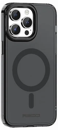 Apple iPhone 15 Pro Max (6.7) Kılıf Magsafe Şarj Özellikli Saydam Arka Yüzey Recci Crystal Color Serisi Kapak - Siyah