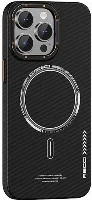 Apple iPhone 15 Pro Max (6.7) Kılıf Recci Machinist Serisi Magsafe Şarj Özellikli Magnetik Karbon Kapak - Siyah