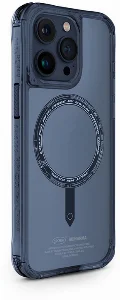 Apple iPhone 15 Pro Max Kılıf SkinArma Şeffaf Airbag Tasarımlı Magsafe Şarj Özellikli Saido Kapak - Mavi