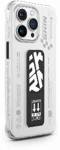 Apple iPhone 15 Pro Max Kılıf SkinArma Standlı Şeffaf Tasarımlı Apex Kapak - Siyah