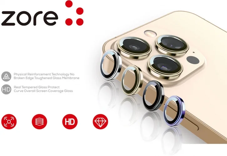 Apple iPhone 15 Pro Max (6.7) Lens Kamera Koruyucu Parmak İzi Bırakmayan Anti-Reflective CL-12 - Midnight