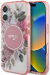 Apple iPhone 16 Guess Orjinal Lisanslı Magsafe Şarj Özellikli IML Baskılı Yazı Logolu Flower Tonal Circle Kapak - Pembe