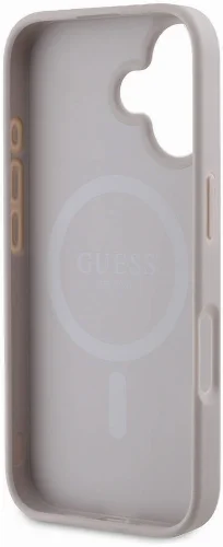 Apple iPhone 16 (6.1) Kılıf Guess Orjinal Lisanslı Magsafe Şarj Özellikli 4G Desenli Yazı Logolu Peony Kapak - Kahverengi