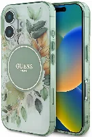 Apple iPhone 16 Plus Guess Orjinal Lisanslı Magsafe Şarj Özellikli IML Baskılı Yazı Logolu Flower Tonal Circle Kapak - Yeşil