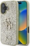 Apple iPhone 16 Plus (6.7) Kılıf Guess Orjinal Lisanslı 4G Büyük Metal Logolu Glitter Kapak - Gold