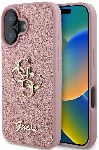 Apple iPhone 16 Plus (6.7) Kılıf Guess Orjinal Lisanslı 4G Büyük Metal Logolu Glitter Kapak - Pembe