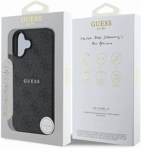 Apple iPhone 16 Plus (6.7) Kılıf Guess Orjinal Lisanslı Magsafe Şarj Özellikli 4G Desenli Yazı Logolu Kapak - Pembe