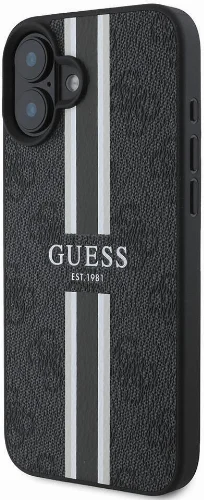 Apple iPhone 16 Plus (6.7) Kılıf Guess Orjinal Lisanslı Magsafe Şarj Özellikli 4G Şerit Tasarımlı Printed Kapak - Kahverengi