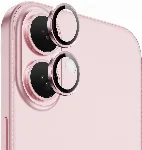 Apple iPhone 16 Plus Wiwu LG-004 PVD Lens Guard Metal Kamera Lens Koruyucu - Pembe